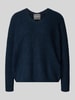 MOS MOSH Oversized gebreide pullover met ribboorden, model 'THORA' Donkerblauw
