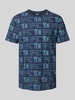 s.Oliver RED LABEL T-shirt met all-over labelprint Marineblauw