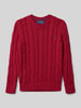 Polo Ralph Lauren Teens Sweter z dzianiny z prążkowanymi wykończeniami Ciemnoczerwony