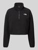 The North Face Sweter krótki z polaru z wyhaftowanym logo Metaliczny czarny