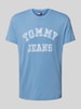 Tommy Jeans Regular Fit T-Shirt aus reiner Baumwolle mit gemustertem Label Print Rauchblau