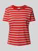 Jake*s Casual T-Shirt mit mit Streifenmuster Kirsche