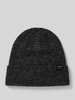 Barts Beanie met omslag en labeldetail, model 'Willian' Antraciet gemêleerd