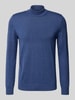 Christian Berg Men Gebreide pullover van een mix van merinowol met opstaande kraag Jeansblauw gemêleerd