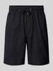Blend Regular Fit Sweatshorts aus Leinen-Mix Modell 'BAY' Black