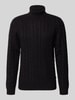 JACK & JONES Premium Slim Fit Strickpullover mit Baumwoll-Anteil Modell 'Callum' Black