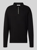 Selected Relaxed Fit Pullover aus reiner Viskose mit halblangem Zipper Black