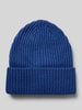 Pieces Beanie aus Rippstrick mit Umschlag Modell  'HEXO' Dunkelblau