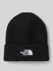 The North Face Beanie in gebreide look met logopatch, model 'Box' Zwart