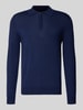 Christian Berg Men Strickpullover aus Merino-Mix mit Umlegekragen Dunkelblau Melange
