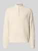 REVIEW Strickpullover mit Stehkragen und Reißverschluss Ecru