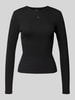 Tommy Jeans Slim fit shirt met lange mouwen van ribstof Zwart