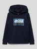 Jack & Jones Bluza z kapturem z nadrukiem z logo Granatowy