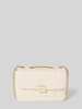 Seidenfelt Clutch met labeldetails, model 'KAAVI' Beige