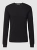 Calvin Klein Jeans Longsleeve aus Baumwolle mit Strukturmuster Modell 'WAFFLE' Black