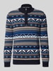 OLYMP Level Five Gebreide pullover met opstaande kraag Marineblauw