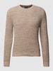 JOOP! Jeans Gebreide pullover met labeldetail, model 'Marvin' Taupe gemêleerd