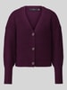 VERO MODA Oversized gebreid jack met v-hals model 'LEA' Donkerrood