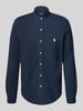 Polo Ralph Lauren Regular fit vrijetijdsoverhemd met labelstitching en opstaande kraag Marineblauw