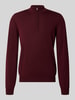 MAERZ Muenchen Regular fit sweatshirt van zuivere scheerwol met schipperskraag Donkerrood
