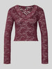 ONLY Slim Fit Langarmshirt in Spitzen-Mesh-Optik Modell 'NIKKA' Bordeaux