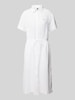 Tommy Hilfiger Sukienka koszulowa z lnu z wyhaftowanym logo Biały
