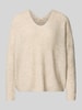 MOS MOSH Oversized gebreide pullover met ribboorden, model 'THORA' Beige