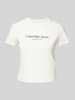 Calvin Klein Jeans T-shirt met labelprint Ecru