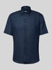 Jake*s Slim Fit Leinenhemd mit Knopfleiste Marine