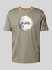 BOSS Orange T-shirt z nadrukowanym motywem i logo model ‘Moon’ Miętowy