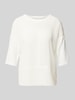 Marc Cain T-shirt met geribde ronde hals Offwhite
