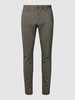 Only & Sons Tapered fit stoffen broek met visgraatmotief Olijfgroen