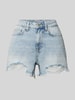 Review Szorty jeansowe o kroju regular fit z przetarciami Jasnoniebieski