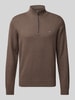 Fynch-Hatton Strickpullover mit Troyer-Kragen Camel