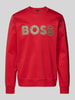 BOSS Sweatshirt met labelstitching, model 'Sharpe' Rood