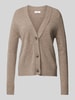 Fynch-Hatton Regular Fit Cardigan aus Wolle mit V-Ausschnitt Taupe