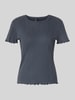Pieces Slim fit T-shirt van puur katoen, model 'MARIE' Rookblauw