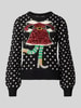 Vero Moda Regular Fit Weihnachtspullover mit Pailletten-Motiv Modell 'SPARKLE ELFIE' Black