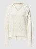 Christian Berg Woman Strickpullover mit Zopfmuster Offwhite