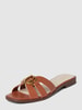 Guess Slippers van leer met labeldetail, model 'SYMO' Cognac