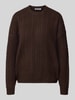REVIEW oversized fit gebreide pullover met kabelpatroon Donkerbruin gemêleerd