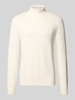 Christian Berg Men Slim fit pullover van een mix van katoen en wol  Offwhite gemêleerd