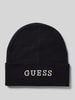 Guess Czapka beanie z wyhaftowanym logo Czarny