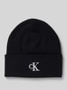 CK Calvin Klein Beanie van viscosemix met logostitching Zwart