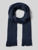 Christian Berg Men Sjaal van wolmix met franjes Marineblauw
