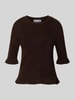 MORE & MORE Shirt met lange mouwen met viscose Donkerbruin
