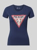 GUESS t-shirt z logo i okrągłym dekoltem Granatowy