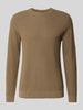 Lindbergh Strickpullover mit Strukturmuster und Rundhalsausschnitt Camel