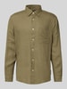 Marc O'Polo Regular fit linnen overhemd met opgestikte borstzak  Olijfgroen