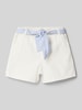 Mango Regular Fit Jeansshorts mit Bindegürtel Modell 'gala' Weiss